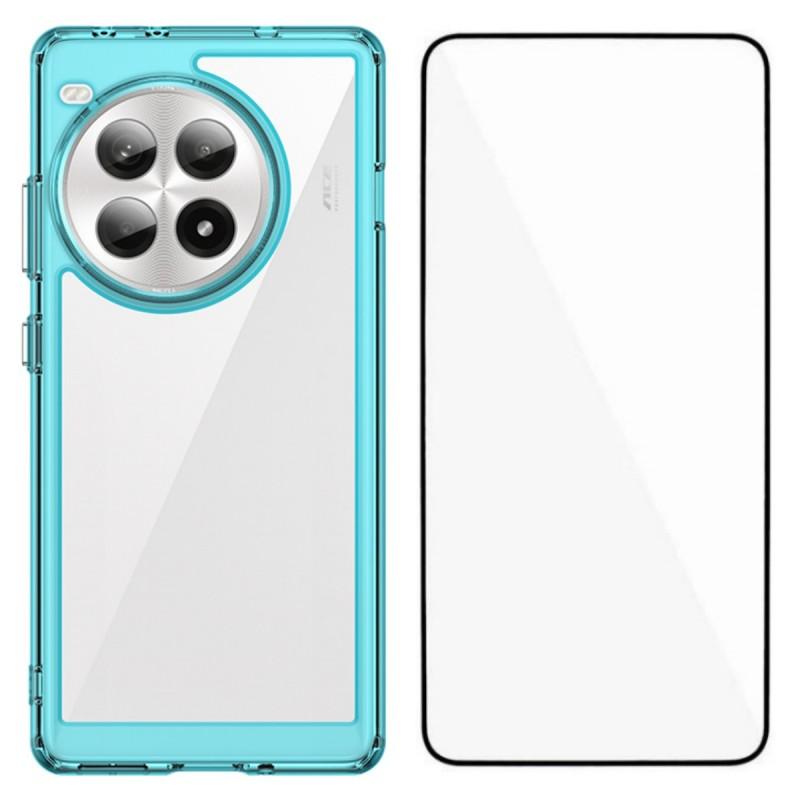 

For OnePlus Ace 3 Pro 5G Phone Case WANLONFENG XC Series TPU Acrylic Cover with Tempered Glass (Big Lens Hole) Transparent Blue