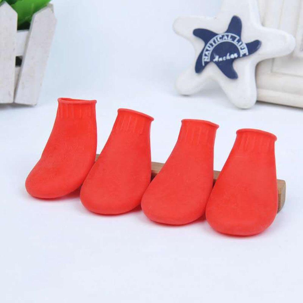 4Pcs WaterProof Pet Socks Anti-slip Pet Dog Rain Boots Household Dog Rain Shoes Puppy