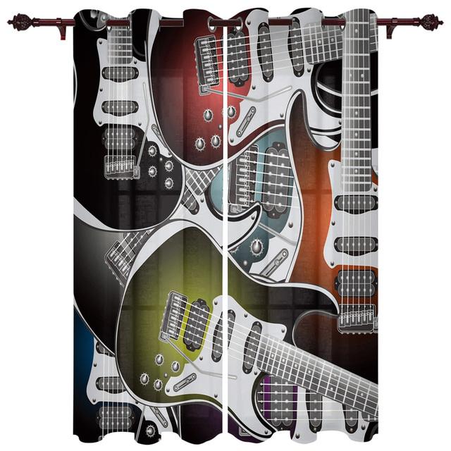 Gitara elektryczna Woda Ogień Zasłony Okna do Salonu Sypialnia Luksusowe Wystrój Domu Zasłony Valance do Kuchni