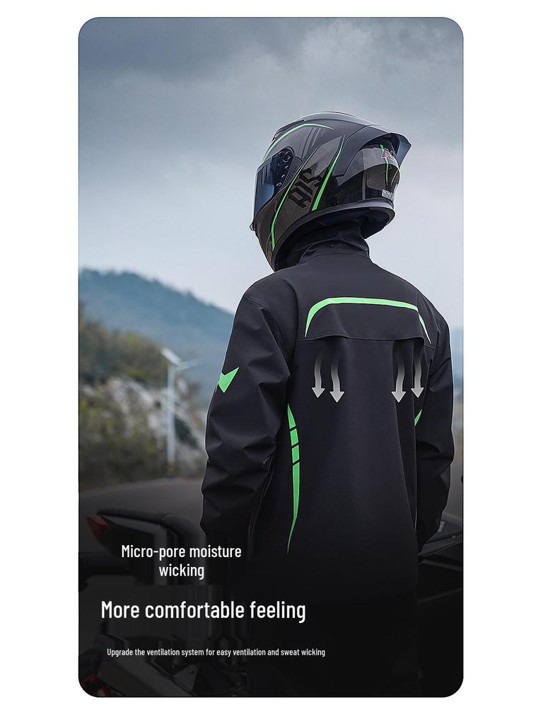Qi An Ga Mian Adult Reflective Waterproof Cycling Raincoat and Pants Set