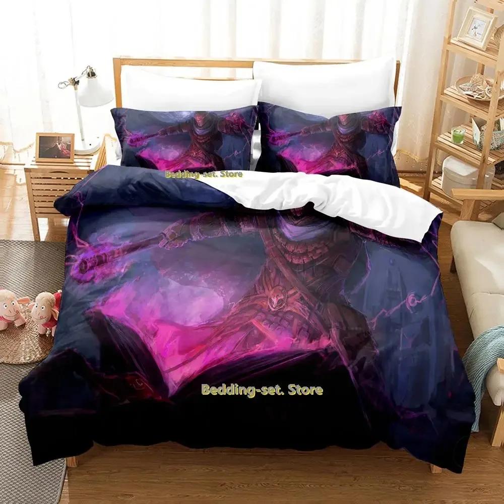 New Game Wizard Bedding Set Cartoon Anime Three-Piece Set Adult Kid Bedroom Duvetcover Sets 3D Kawaii Wizard Camas