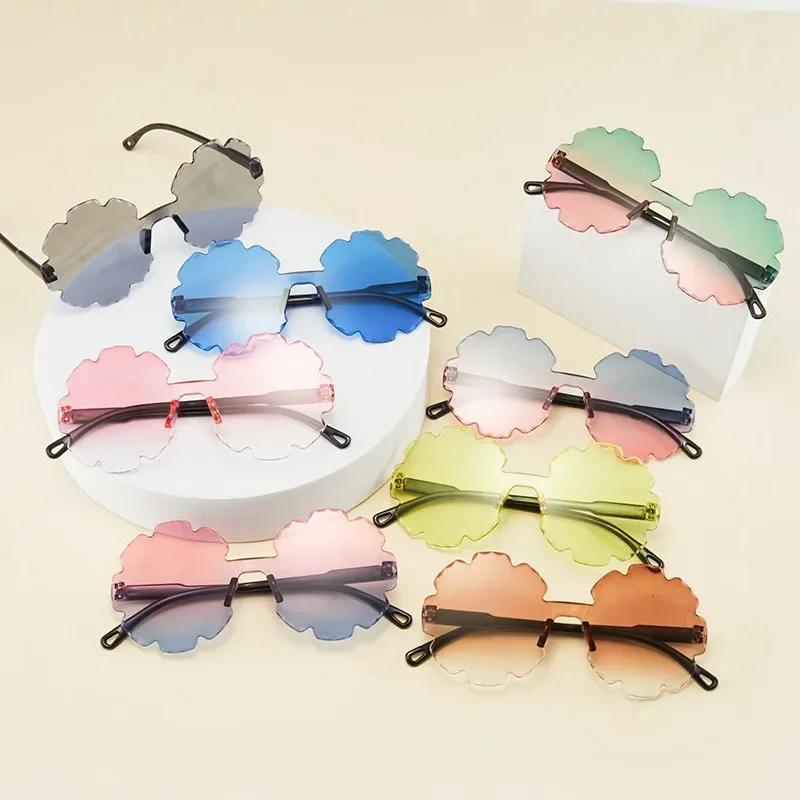 Girls Boys Cute Flower Cartoon Sunglasses Outdoor Sun Protection Children Lovely Vintage Sun Glasses Kids Trendy Sunshade Mirror