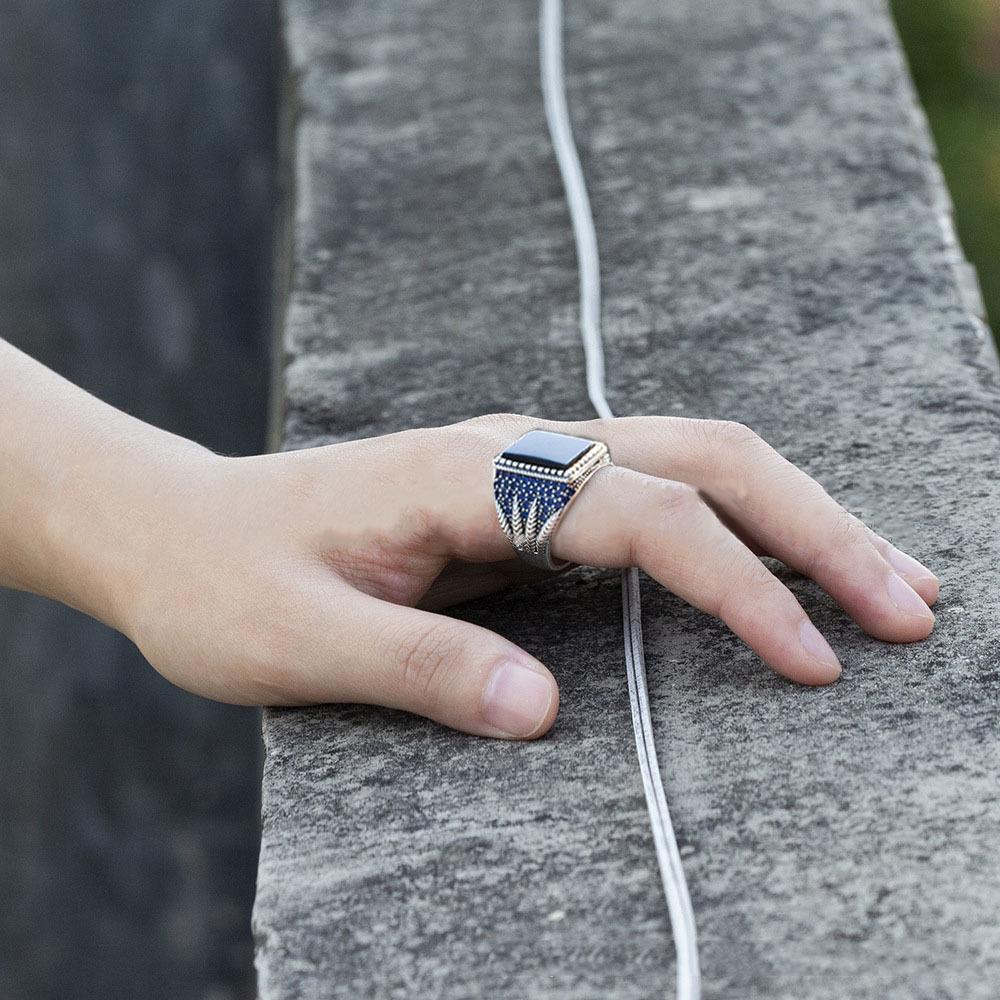 Black Ruby Men's Fashion Color Vintage Jewelry Hip Hop Ring