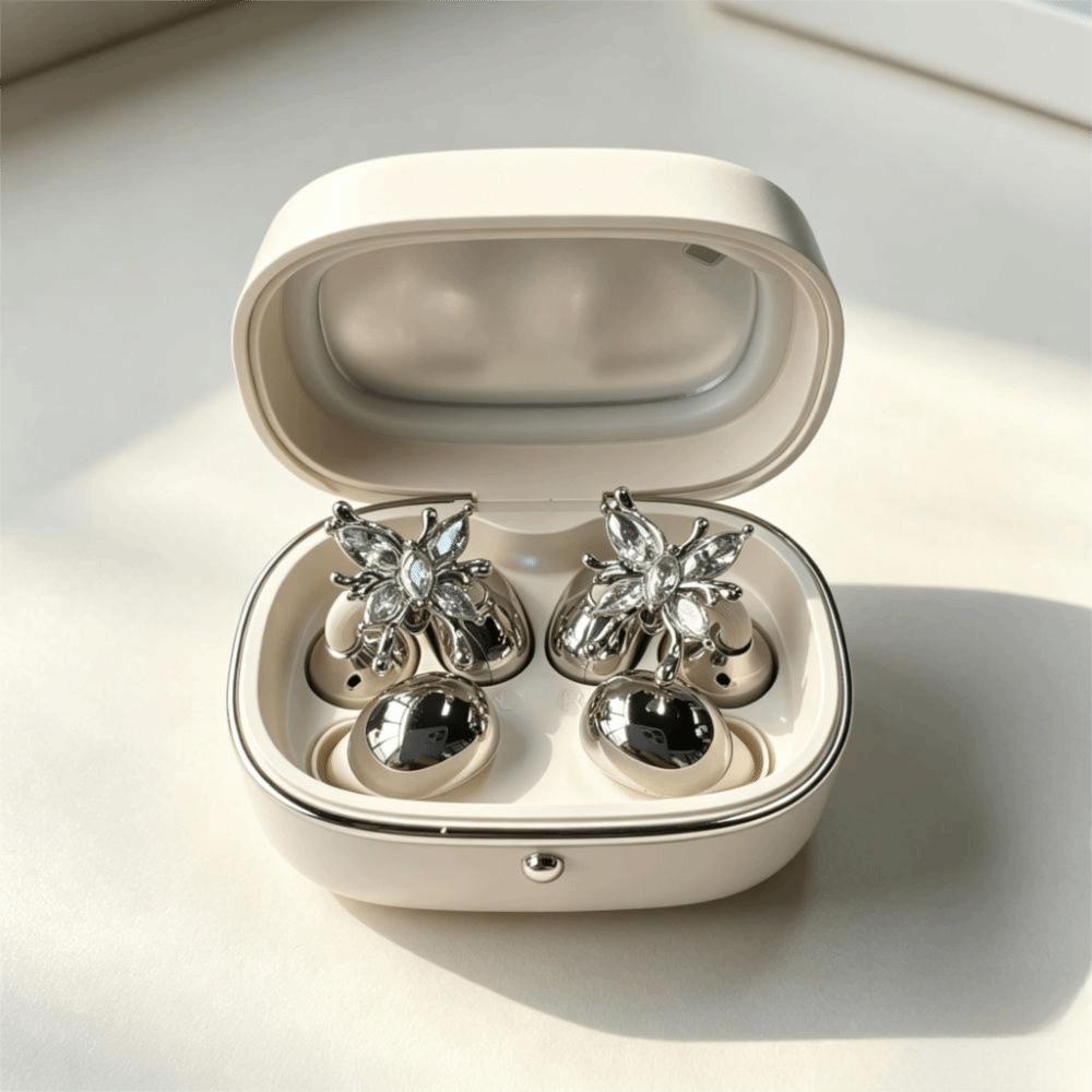With Mirror Clip on Earbuds Bluetooth 6.0 Wireless Headphones Ear Clip Headphones  Wireless Use