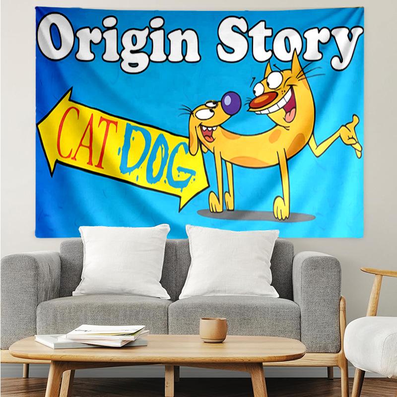 Cat Dog Adventure Quick-Dry Tapestry Hanging for Bedroom,Livingroom, Playroom,Decor Art Room Wall Tapestry Holiday and Birthday Gifts
