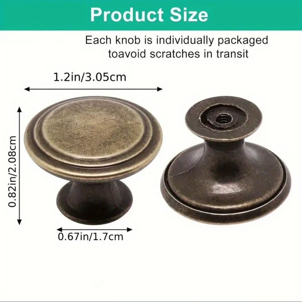 8pcs Zinc Alloy Material Cabinet Knobs, 1.20*0.82 Inches,  Hardware Round Pull Tool for Kitchen Cabinet and Drawer Dresser Knobs with Two Size Screws