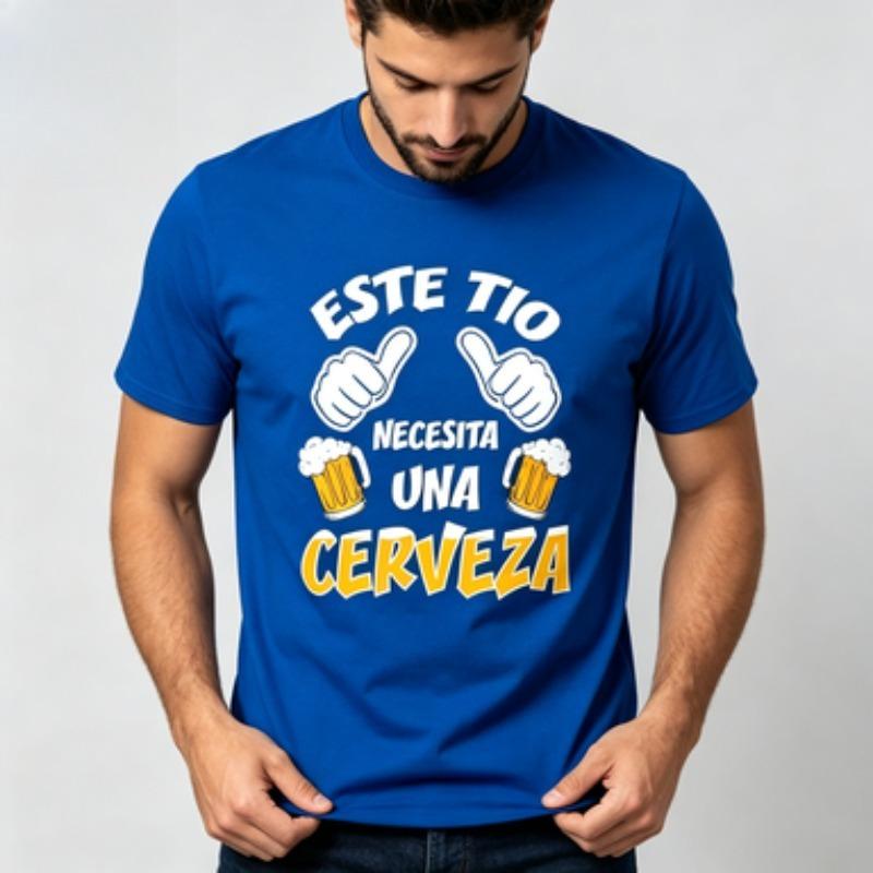 Pure Cotton Unisexs Tee Spanish Funny Beer Cup Thumbs Hand Print Mexican Drinking Party Gift Casual Daily Streetwear Tshirt