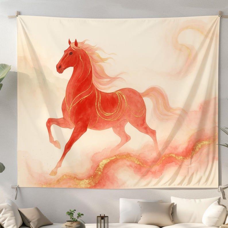 The majestic red horse tapestry 75x100 чёрный