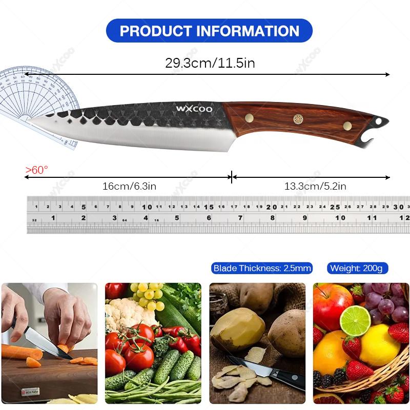Handmade Forged Kitchen Boning Knife Stainless Steel Knife for Meat Fruit Butcher Slicing Knife Wooden Handle Meat Cleaver