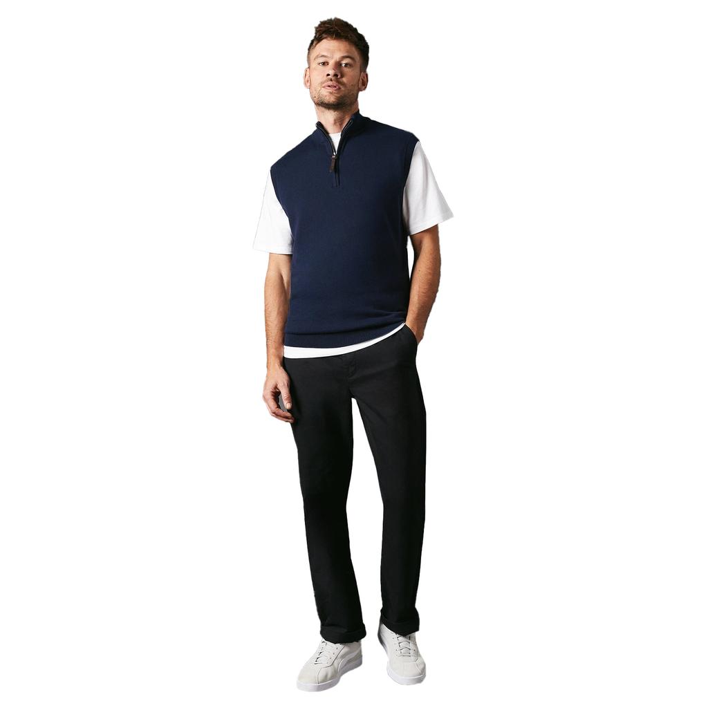 Maine Men's Knitted Zip Neck Sleeveless Pullover
