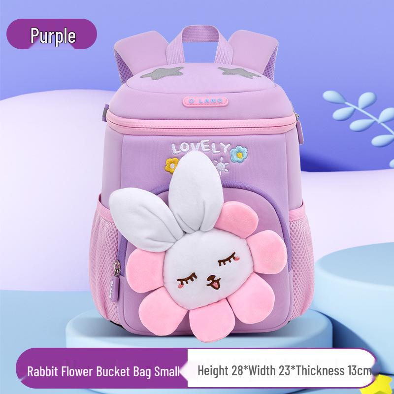 Neoprene Flower Rabbit Backpack: Girls' Spine-Friendly, High Capacity, Double Shoulder Kindergarten Bag