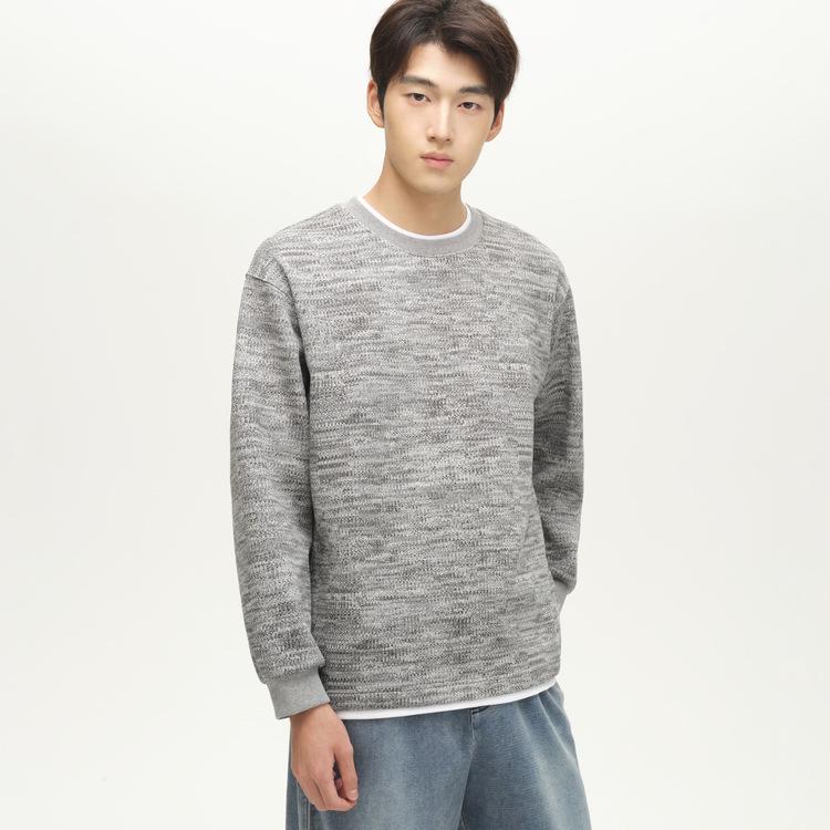

WOOG2005 Velvet-Lined Knit Round Neck Men s Two-Piece Effect Hoodie - Winter 2025 Loose Pullover 3XL сірий колір