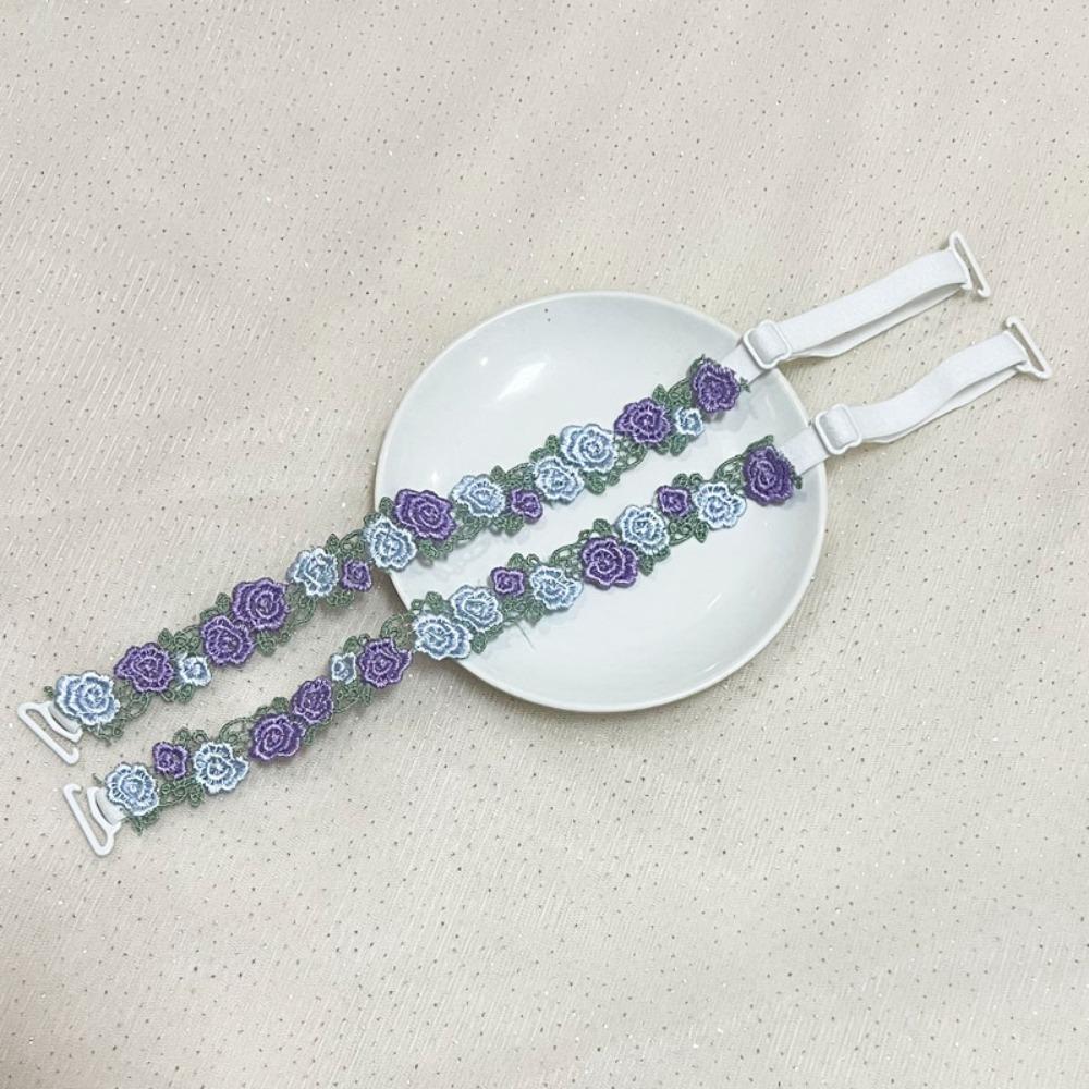 Adjustable Floral Bra Straps with Lace Trim Flower Lingerie Strap Fashion Underwear Strap Women