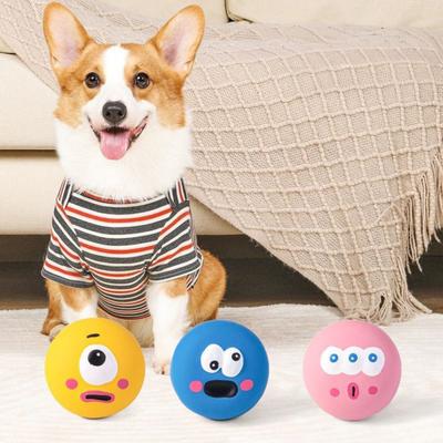 Cartoon Latex Dog Ball Funny Big Eye Ball Dog Chew Toy Squeaky Interactive Teeth Cleaning Toy for Puppy Teething Dogs Fetch Boredom Relief