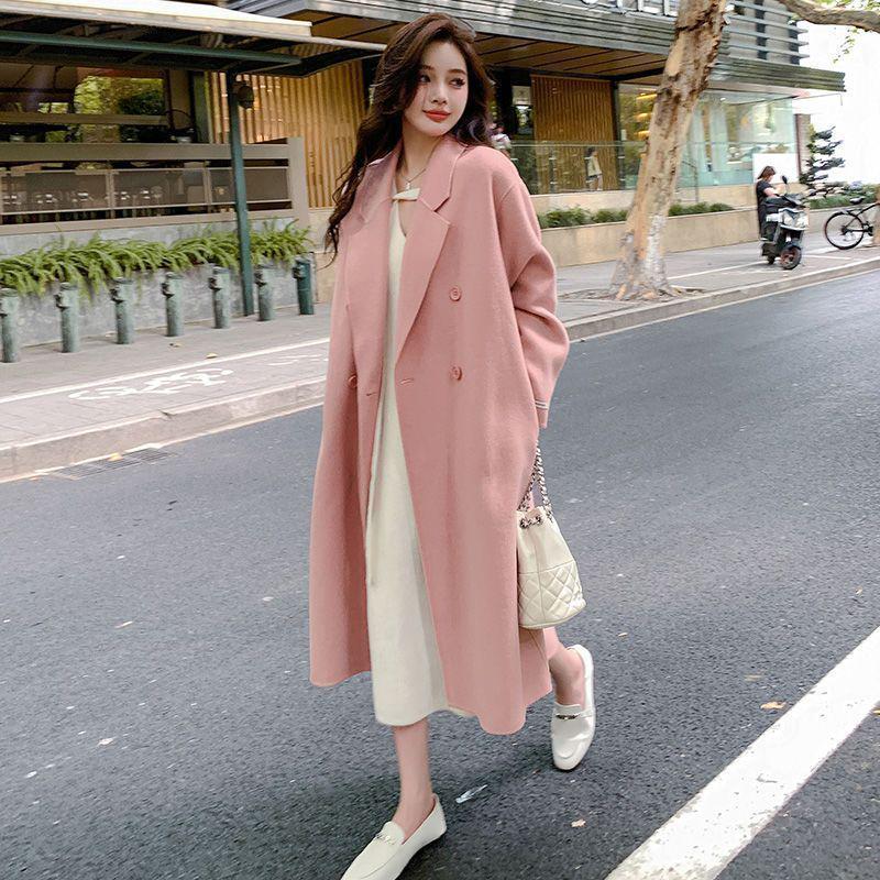 Abrigo de Lana Gris de Alta Gama para Mujer Coreano - Estilo Hepburn Otoño/Invierno 2025 Longitud Media