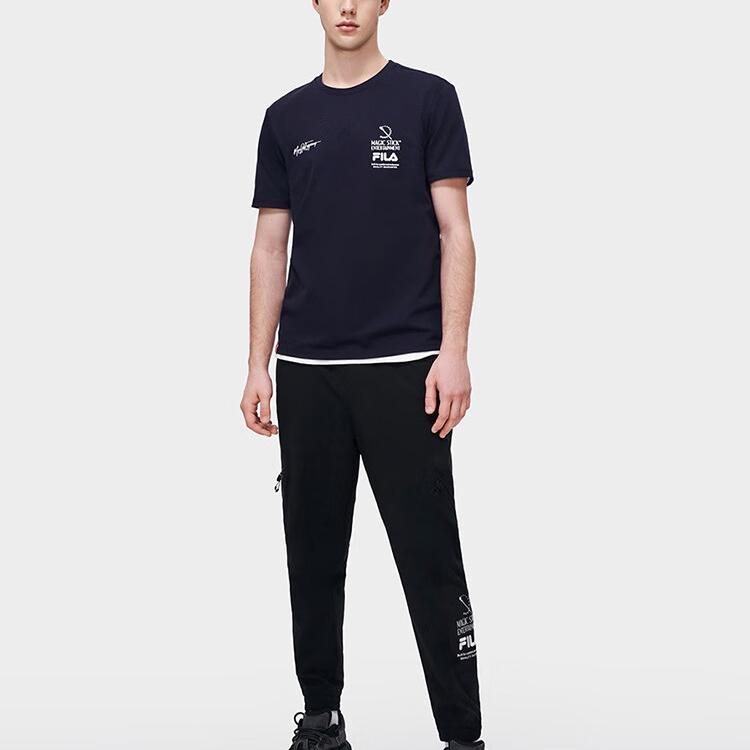 Fila Printed Letter Crew Neck Pullover American Vintage Short Sleeve T-Shirt Men Tops Blue F11M319101F-NV