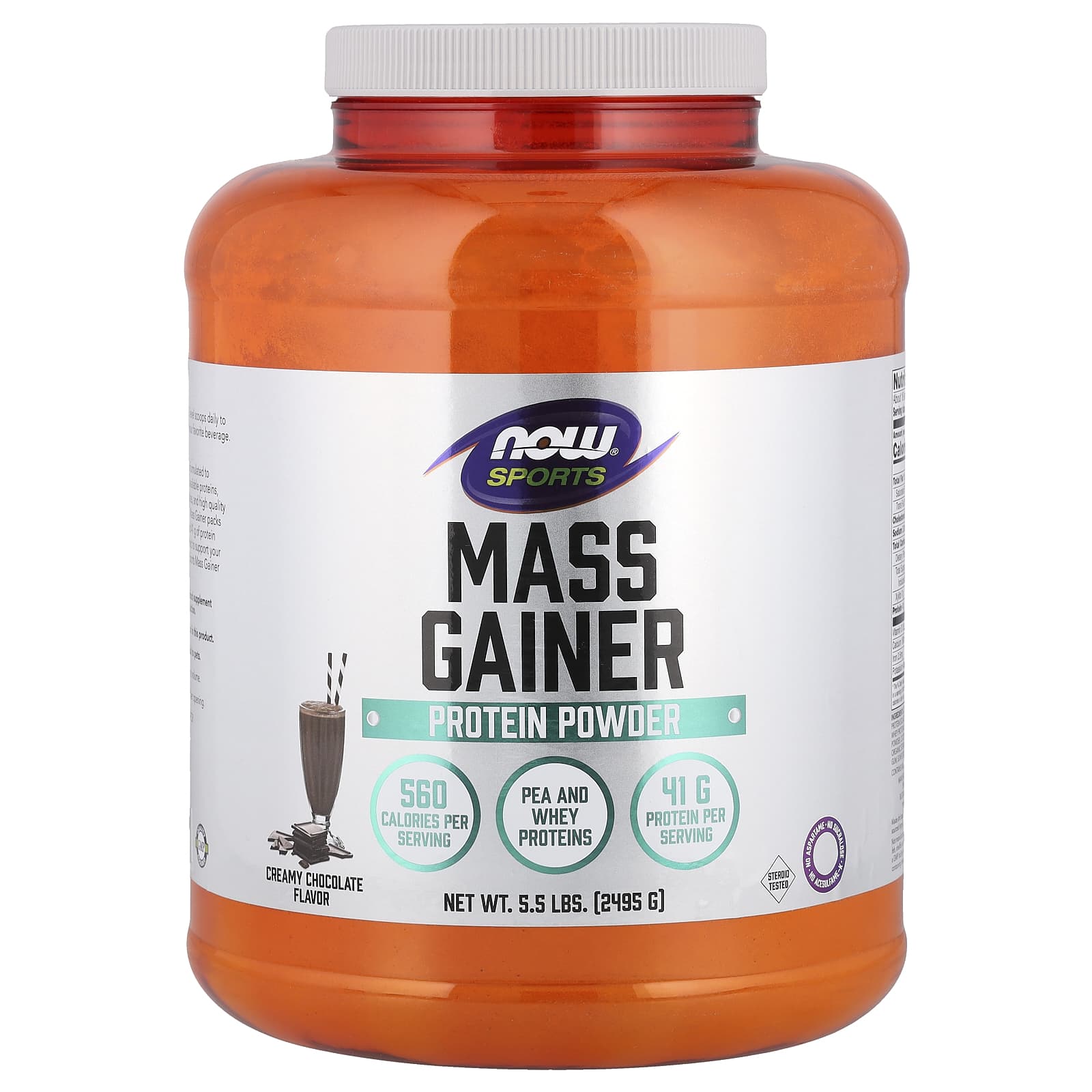

Sports, Mass Gainer Protein Powder, Creamy Chocolate Flavor, 2,495G(5.5Lbs)