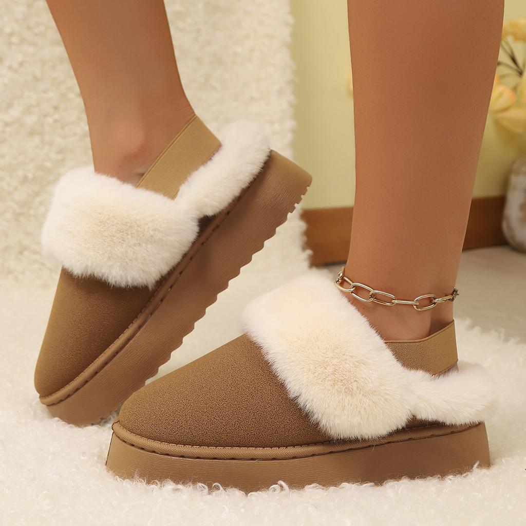 Fashion 2025 Chelsea Ankle Boots Women Winter Brand Fur Short Plush Warm Flats Slippers Platform Comfortable Shoes Cotton Slides Women