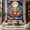 Wolf Fox (108) Theme Personalized Tapestry Custom Name Text Wall Hanging Tapestry Home Background Decoration