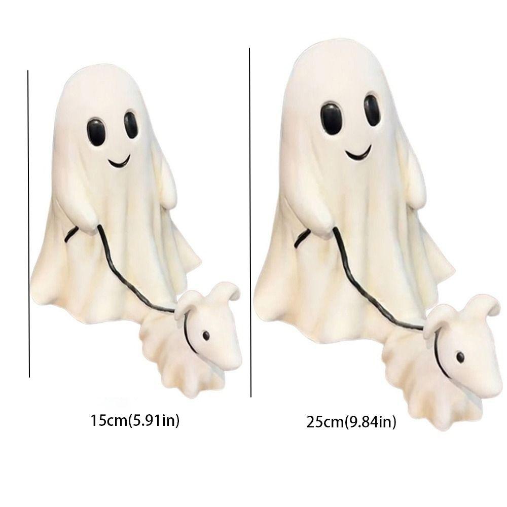 Resin Craft Ghost Walking Dog Statue Handmade Halloween Walking Dog Figurine  Boy/Girl