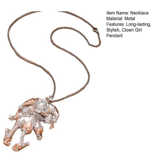 Clown Girl Necklace Cute Girl Pendant Necklace Women Clown Charm Clavicle Necklace Jewelry Gift for Friends And Family