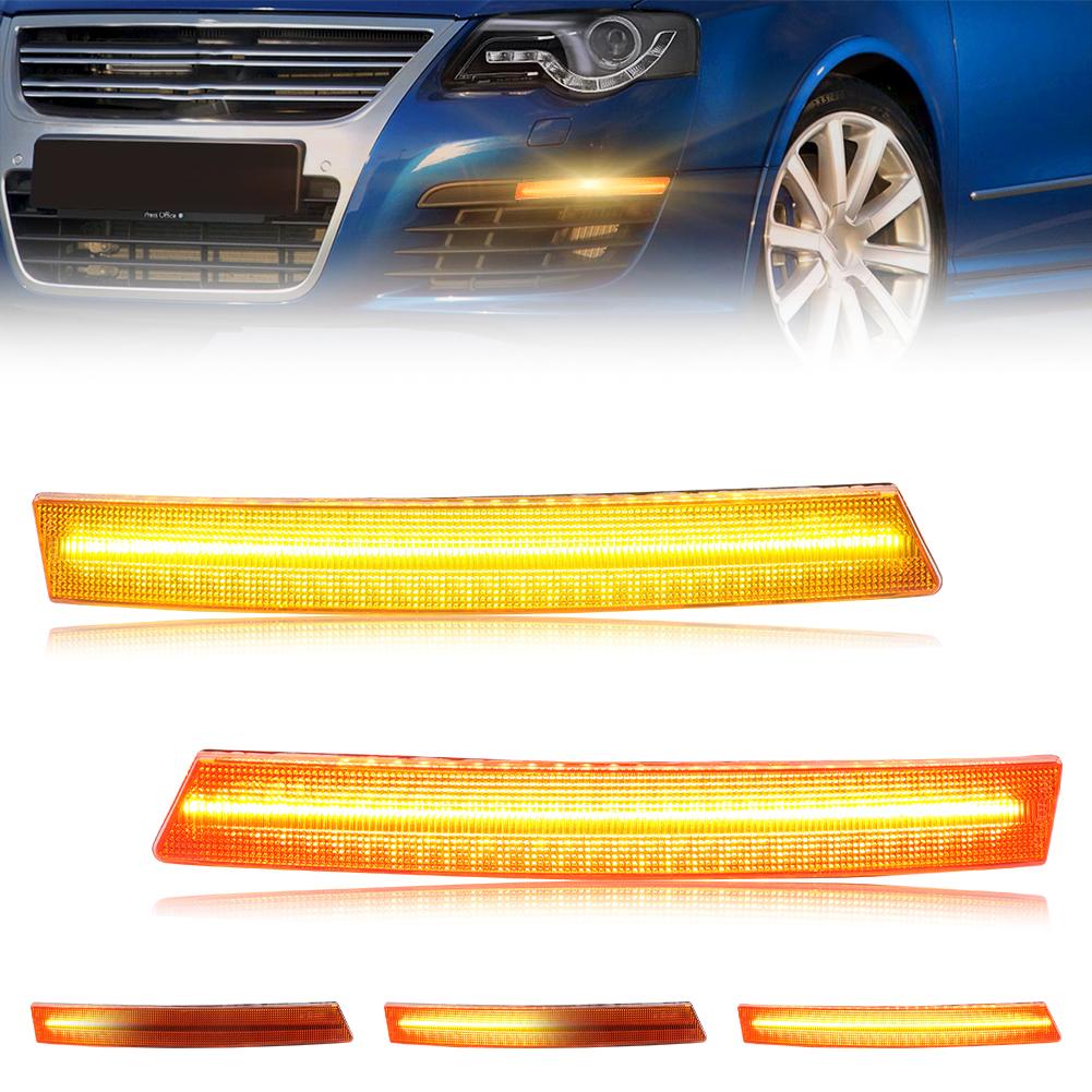 2Pcs Front Bumper Turn Signal Light DRL Light Parking Light With Dynamic LED For 2006 2007 2008 2009 2010 Volkswagen Passat