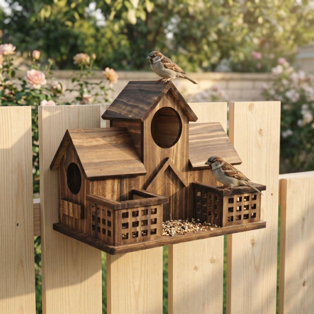 Waterproof Bird Feeding Birdhouse Hanging Bird Nesting Box Outdoor Birdhouse  Wild Birds Habitat