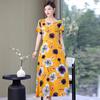 2023 Plus Size Floral Summer Cotton Dress for Middle-Aged Women
