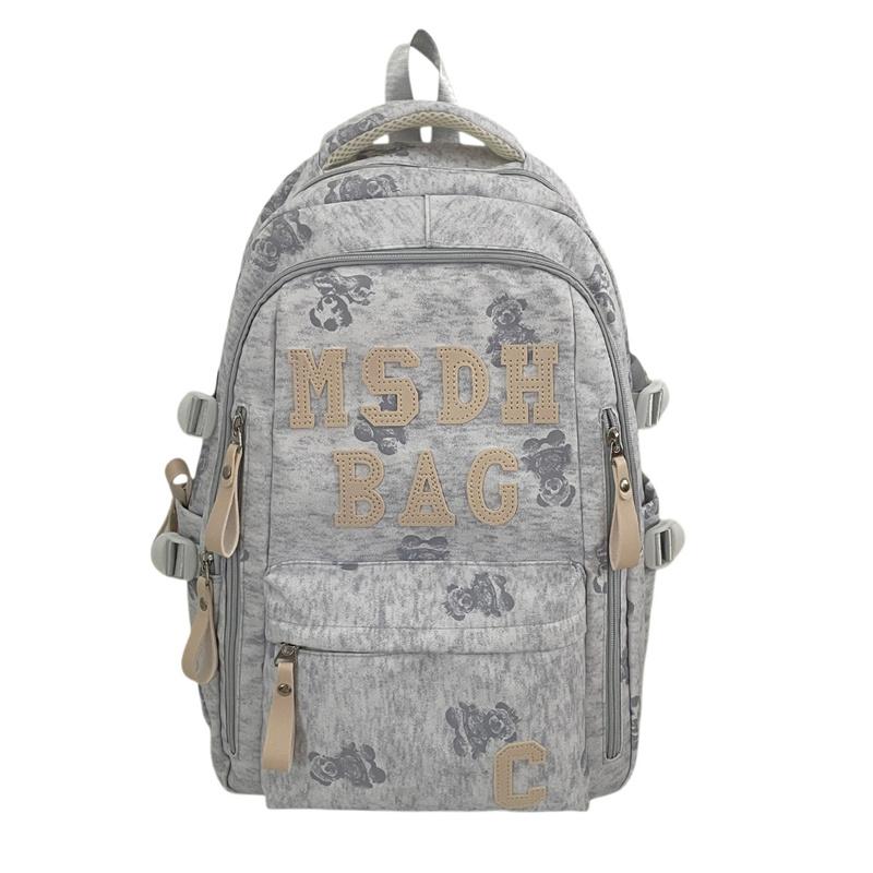 

Student s Large Capacity School Bag Cartoon Bear Women s Backpack Bag сірий колір