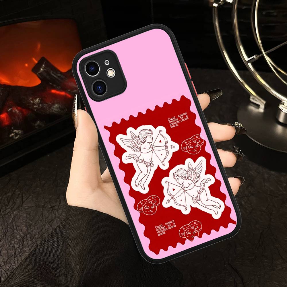 Middle Ages Retro Cupid Angel Matte Silicone Phone Cases For IPhone 16 13 15 12 11 Pro Max Plus For IPhone 14 15 Pro