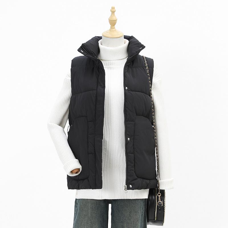 

2024 Women s Slimming Down Vest - Stylish Autumn/Winter Sleeveless Stand Collar Waist-Slimming Tank 2XL (130-145 lbs recommended) чорний