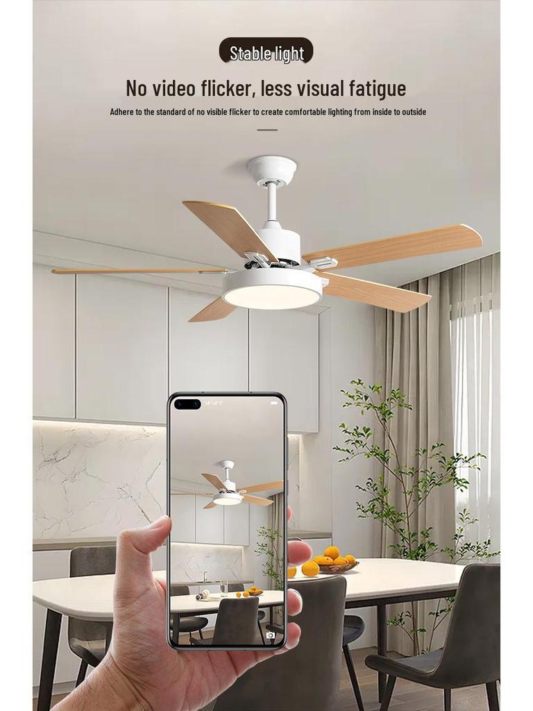 Nordic Style Ceiling Fan Light: Silent, Integrated Pendant for Living & Dining Room Ambiance