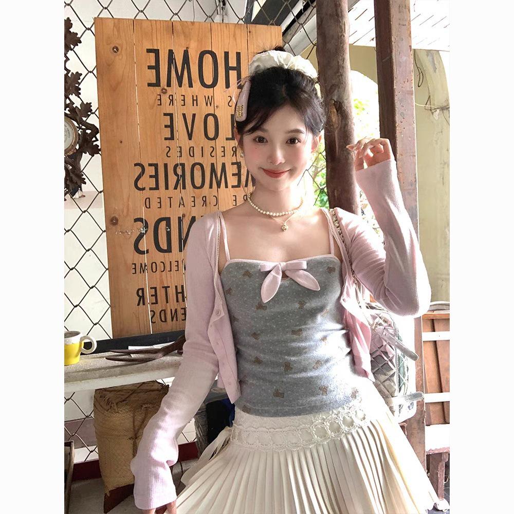 

Spicy Floral Bear Strappy Vest - Slimming Summer Top for Women One Size сірий колір