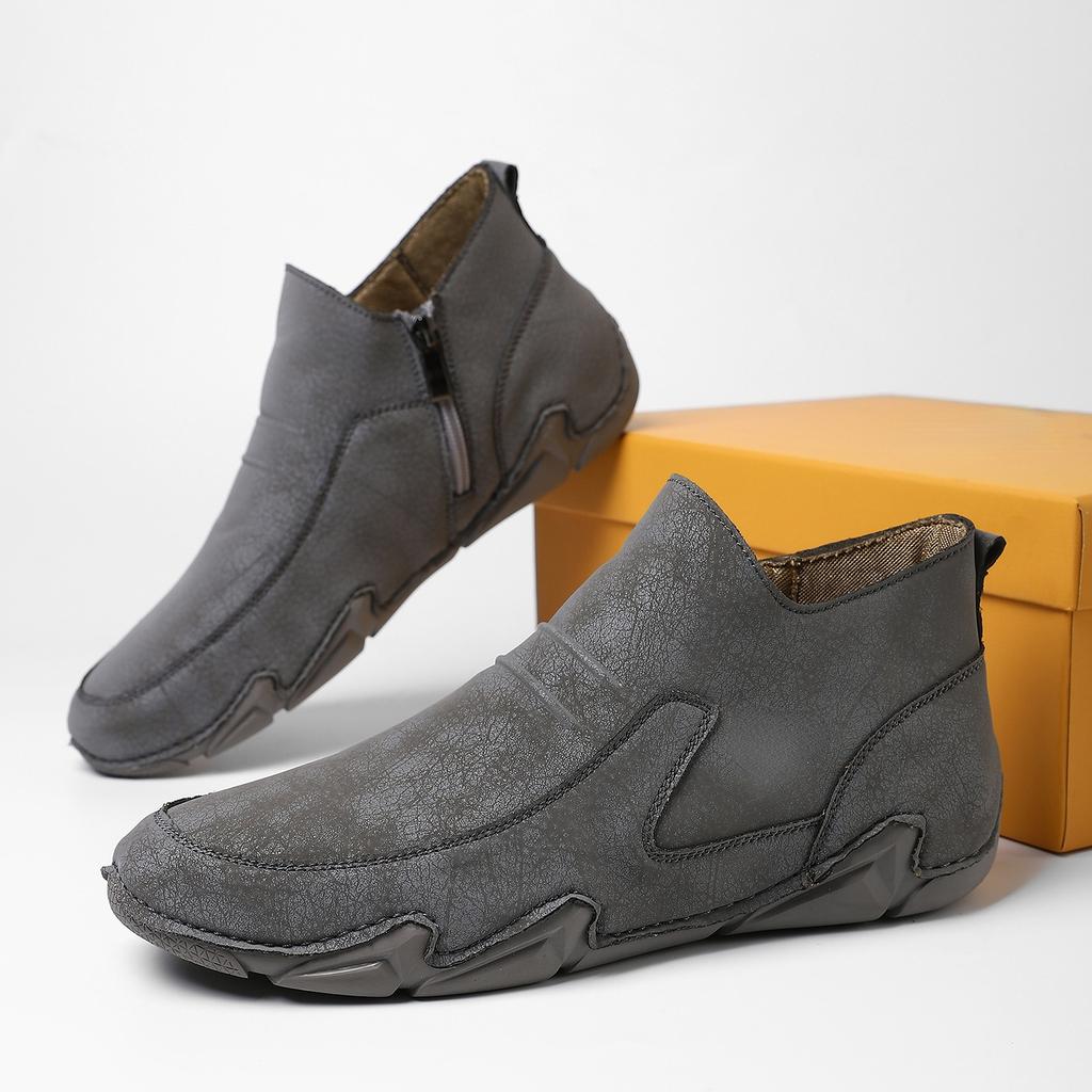 Pánské kožené ležérní boty Jaro Podzim Pánské volnočasové ploché Skateboard Módní mokasíny Zimní plyšové teplé boty