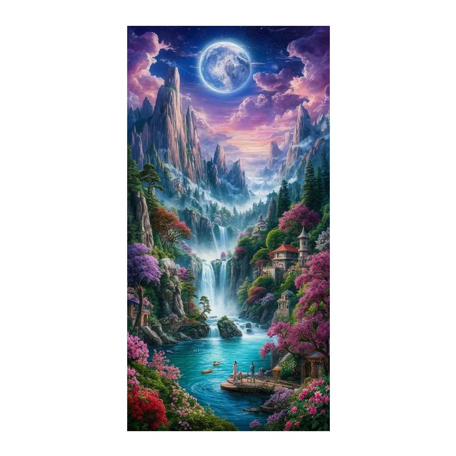 DIY Diamantmalerei Große Größe Schneebedeckte Berge Wasserfall Landschaft Vollbohrer Strasssteine Stickerei Landschaft Mosaik Kreuzstich-Sets