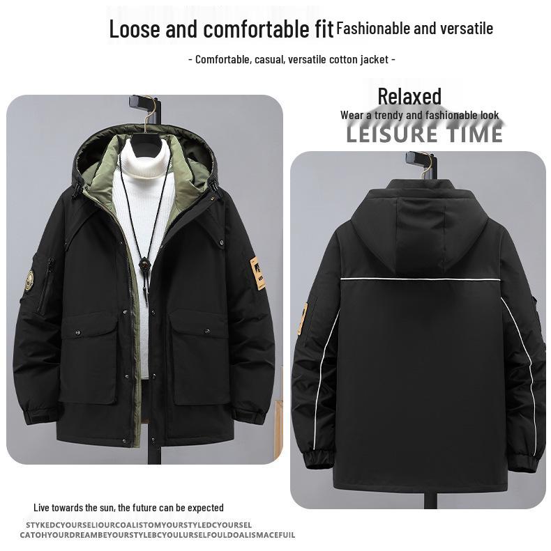 350 Jin Men's Extra Large Slimming Down Jacket - Plus Size Thickened Mid-Length Cotton Coat for Larger Sizes