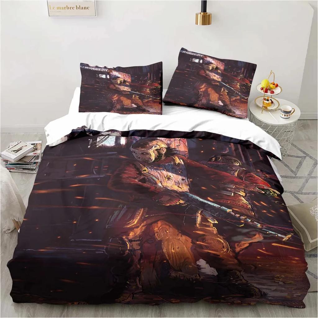 3D Print Rust Game Logo Bedding Set,Duvet Cover Comforter Bed Set Quilt Cover Pillowcase,King Queen Twin Size Boys Girls Adults