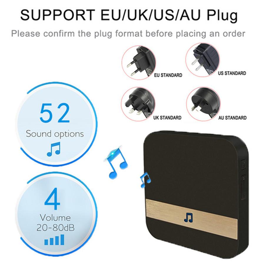 Visual Doorbell Receiver For Smart Wireless Video Doorbell Plug-In Chime EU Plug