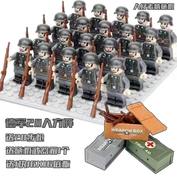 Humanoid Doll, World War II Minifigure Assembling Blocks, Eighth Route Army, Italian Army, Canadian Minifigure Puzzle BJD Doll