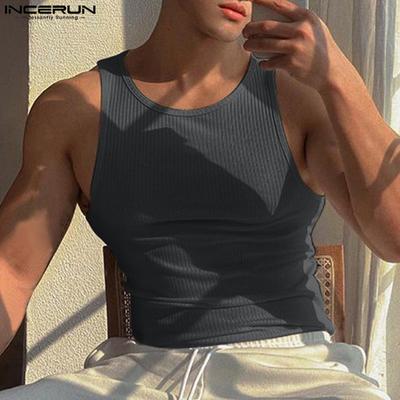 Summer Men Sleeveless Solid Color Tank Tops