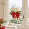 Decoratieve Balkon Glasstickers Kerstrood Strik Raamsticker, Gouden Letter Vrolijk Decal, Feestdagen Decals Waterdichte Raamstickers voor Huis School