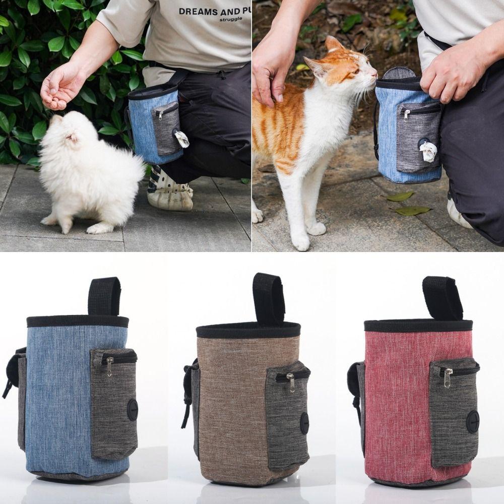 Multi-Pocket Puppy Snack Reward Bag Hands-Free Pet Snack Container Poo Bag Holder  Daily Walks