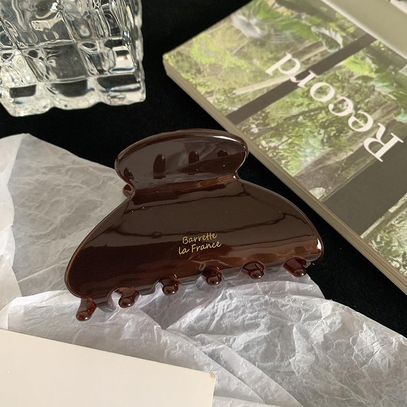 Korean Retro 6.6cm Oval Milky Coffee Brown Half Hair Clip Hair Accessories Simple Acetic Acid Shark Clip For Woman Girls