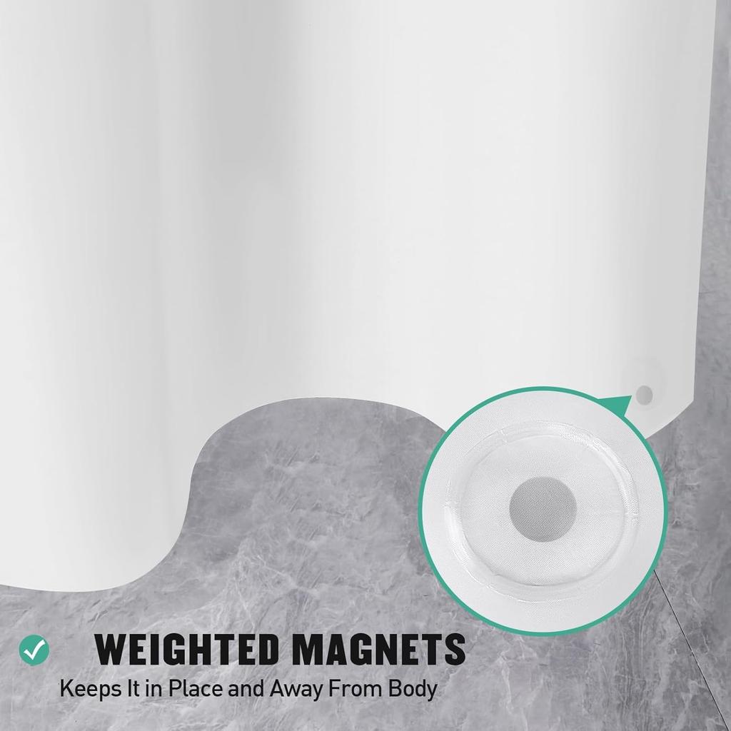 1Pc White Lightweight Shower Curtain Liner With Magnets & Metal Grommets, Plastic Bath Curtain Bathroom Decor & Accessories