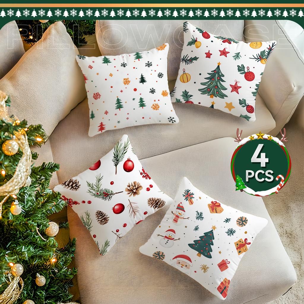 Cartoon Christmas Pillowcase Printed Polyester 40/45/50cm Throw Pillowcover Decorative Sofa Cushion Pillowslip Home Decor