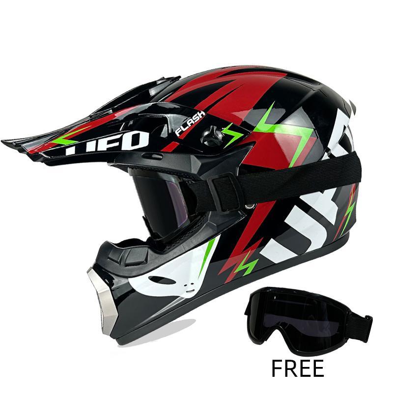 Professional Off-Road Helmet Dot Certified - Motorcycle Motocross Helmet with Goggles, Removable Liner & Lightweight Quick-Relea