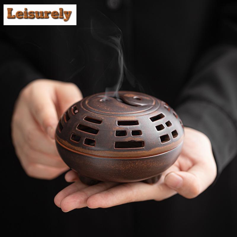 Zen Tai Chi Incense Burner Retro Plate Aromatherapy Furnace Chinese Agarwood Indoor Censer Burner Holder Tea Table Ornaments
