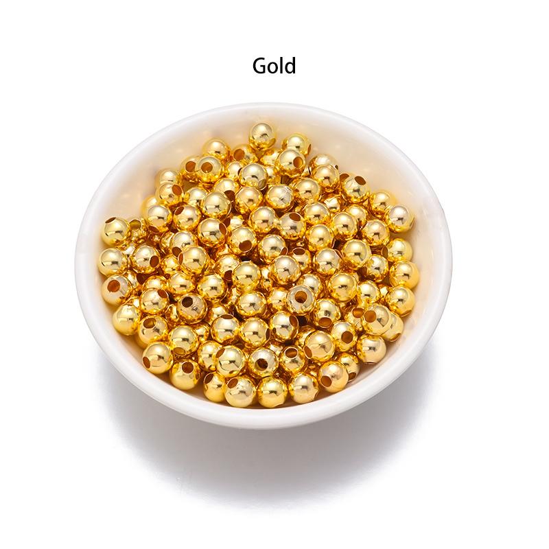 20-500pcs/lot Round Tone Metal Beads Iron Smooth Loose Ball Beads for Jewelry Making Beads DIY Bracelet Necklace Wholesale