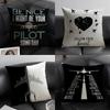Black Pattern For Airplane Pilots 2 Pillow Case Natural Linen Double-Sided Printing Sofa Home Decor Cushion Cover