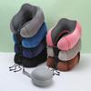 U-Shaped Memory Foam Neck Pillow with Buckle Design - Solid Color, Slow Rebound, Foldable for Office Naps